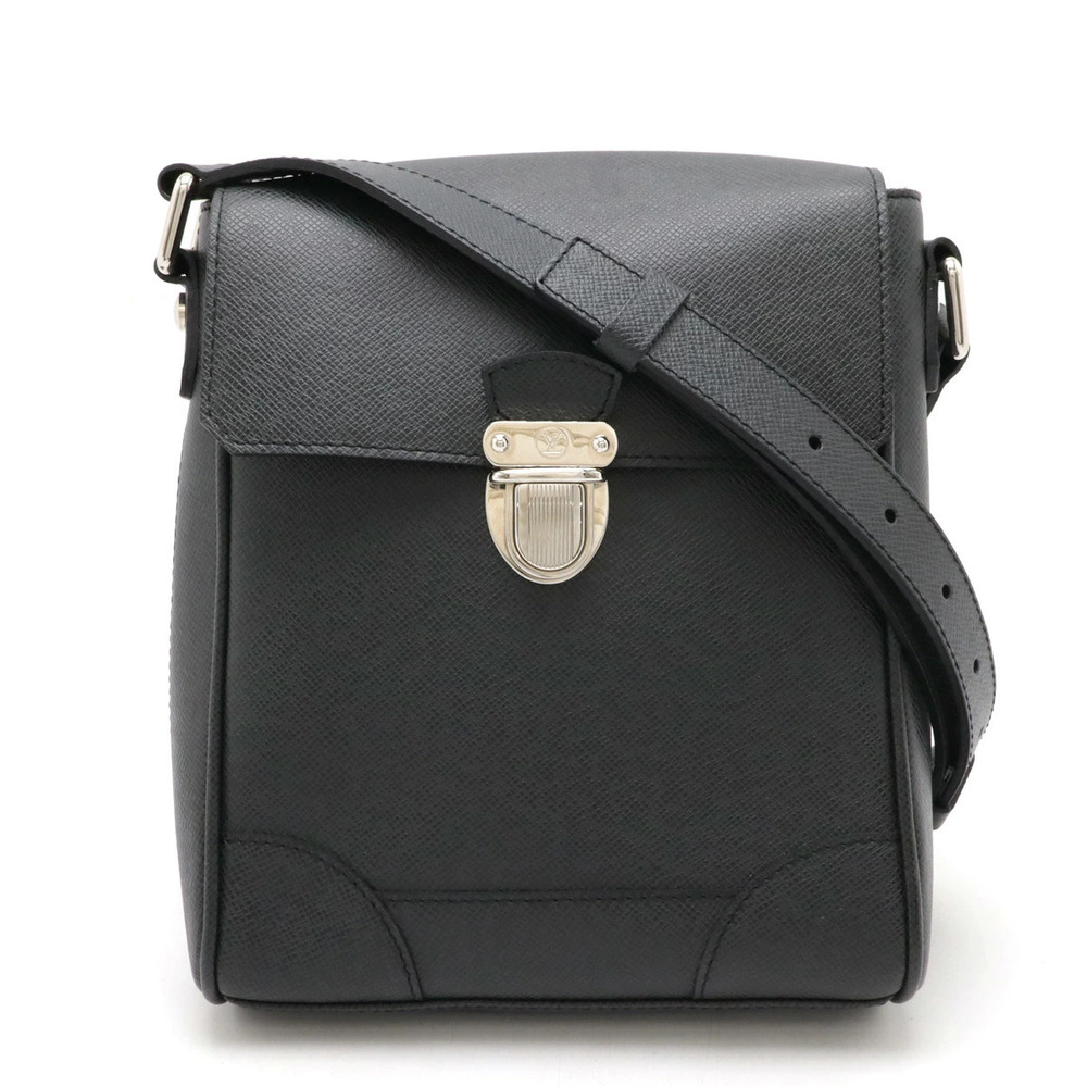 LOUIS VUITTON Taiga Luca Crossbody Bag Leather Ardoise Black